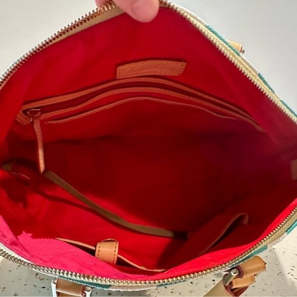 Dooney & Bourke Chevron Stripped Leather Satchel Handbag - Picture 9 of 13